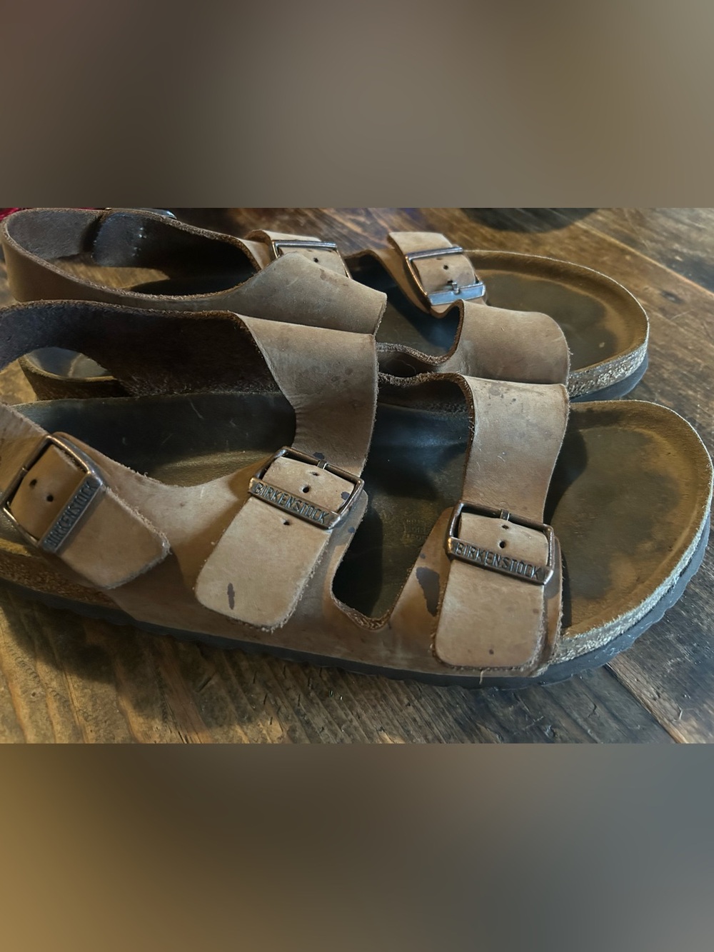 Birkenstock Women's size 43 12-12.5 Brown Leather Strappy Buckle Ankle Sandals